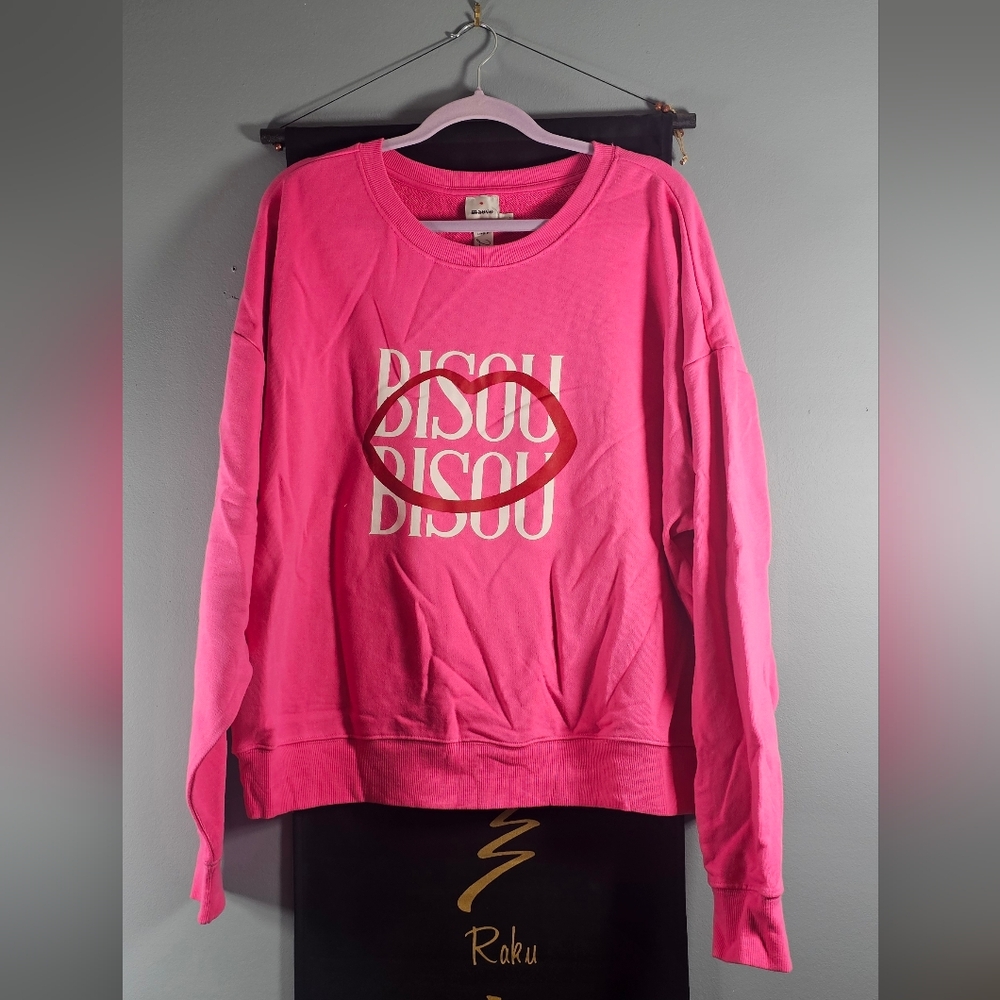 Maeve Jordon Nickson Pink Bisou Bisou Sweatshirt NWOT XL - Picture 5 of 8